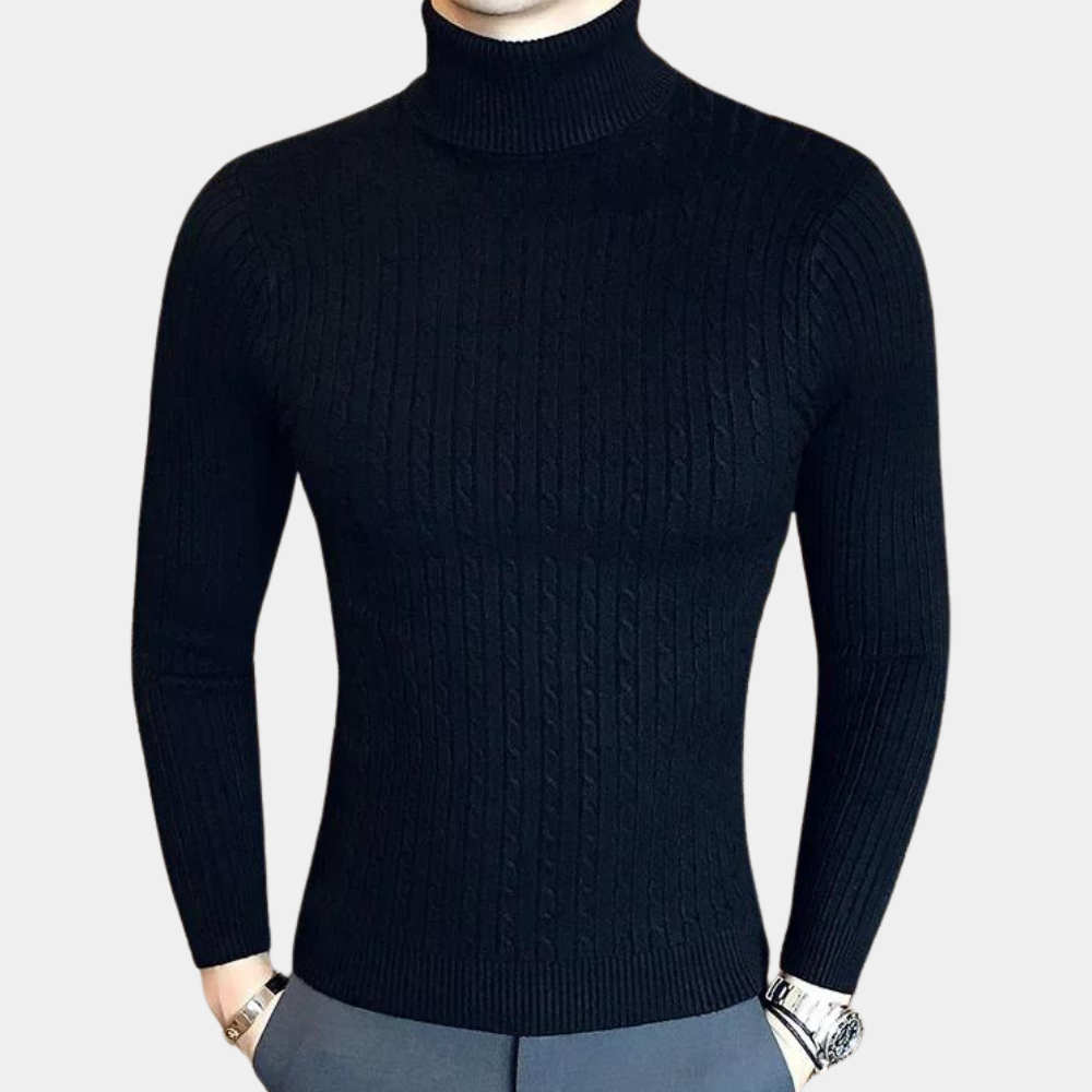 Men's plush thickened turtleneck foldable high collar sweater