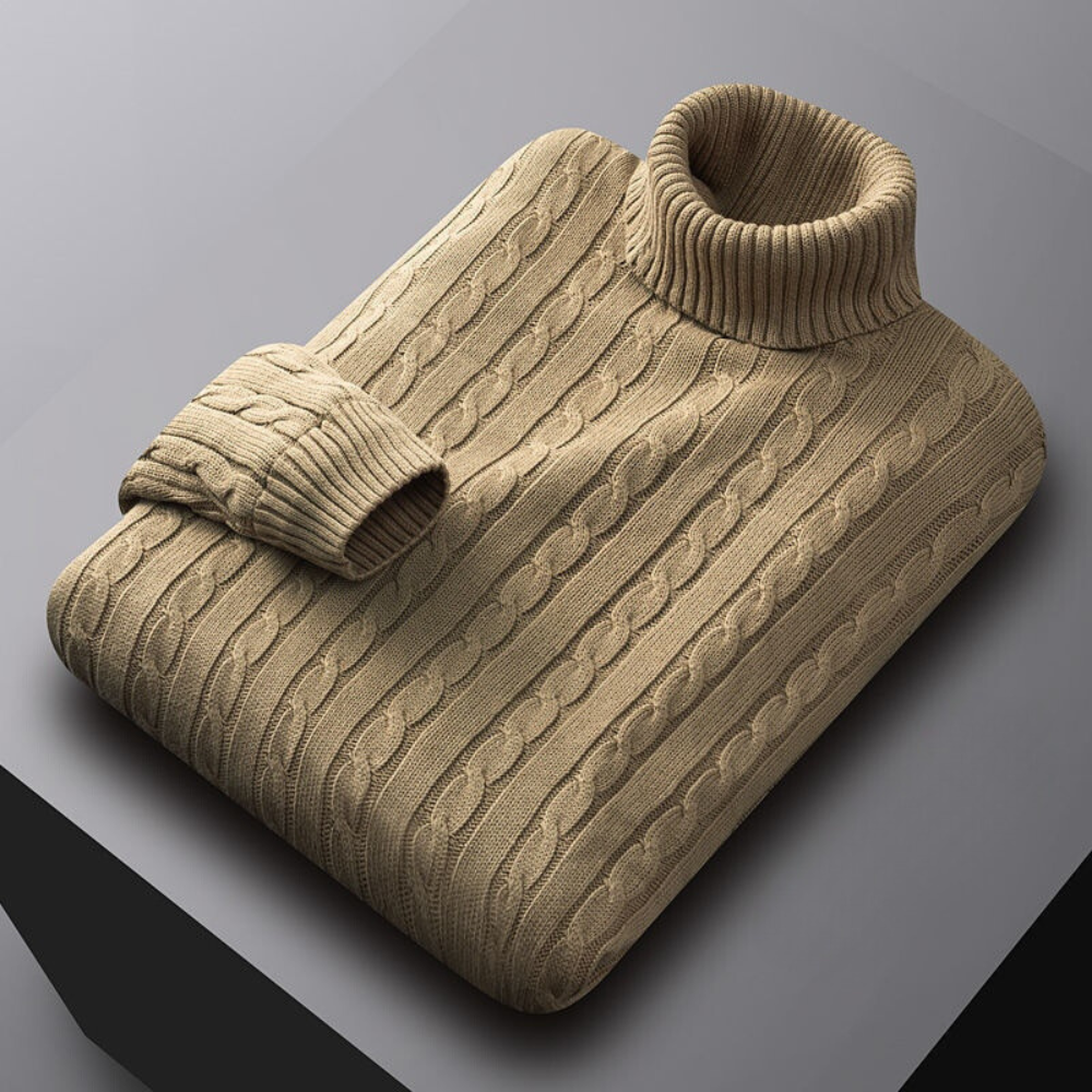 Men's plush thickened turtleneck foldable high collar sweater