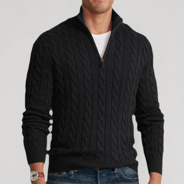 Men's half-zip stylish turtleneck sweater