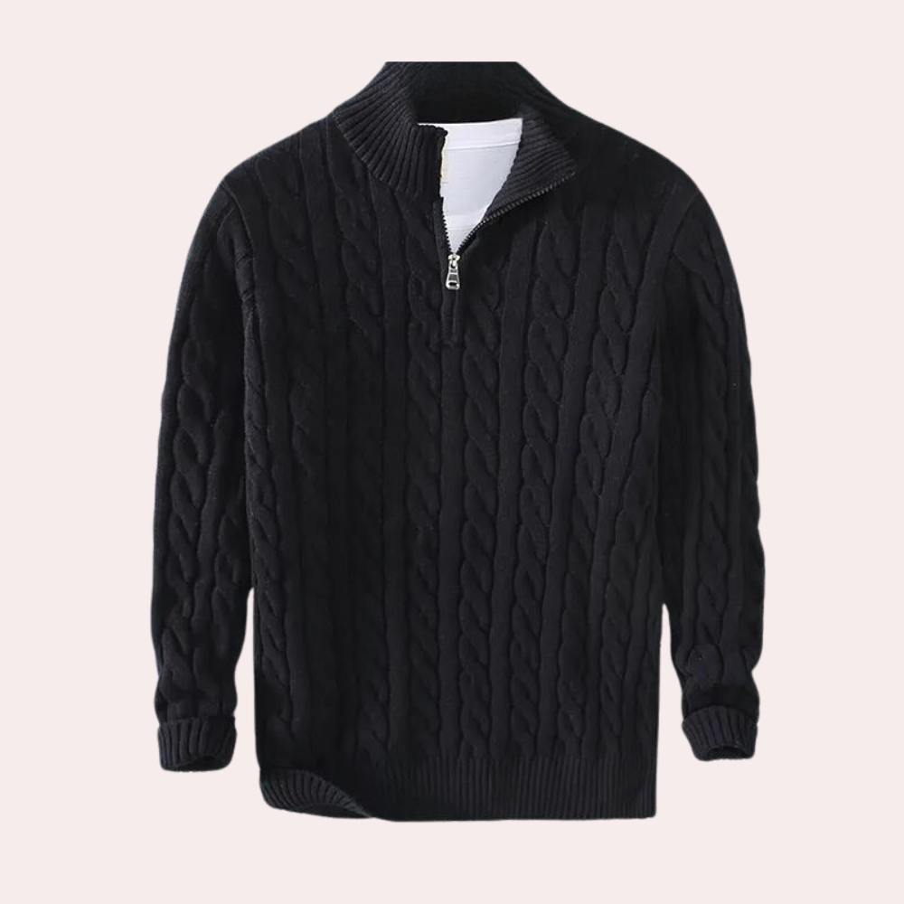 Men's half-zip stylish turtleneck sweater