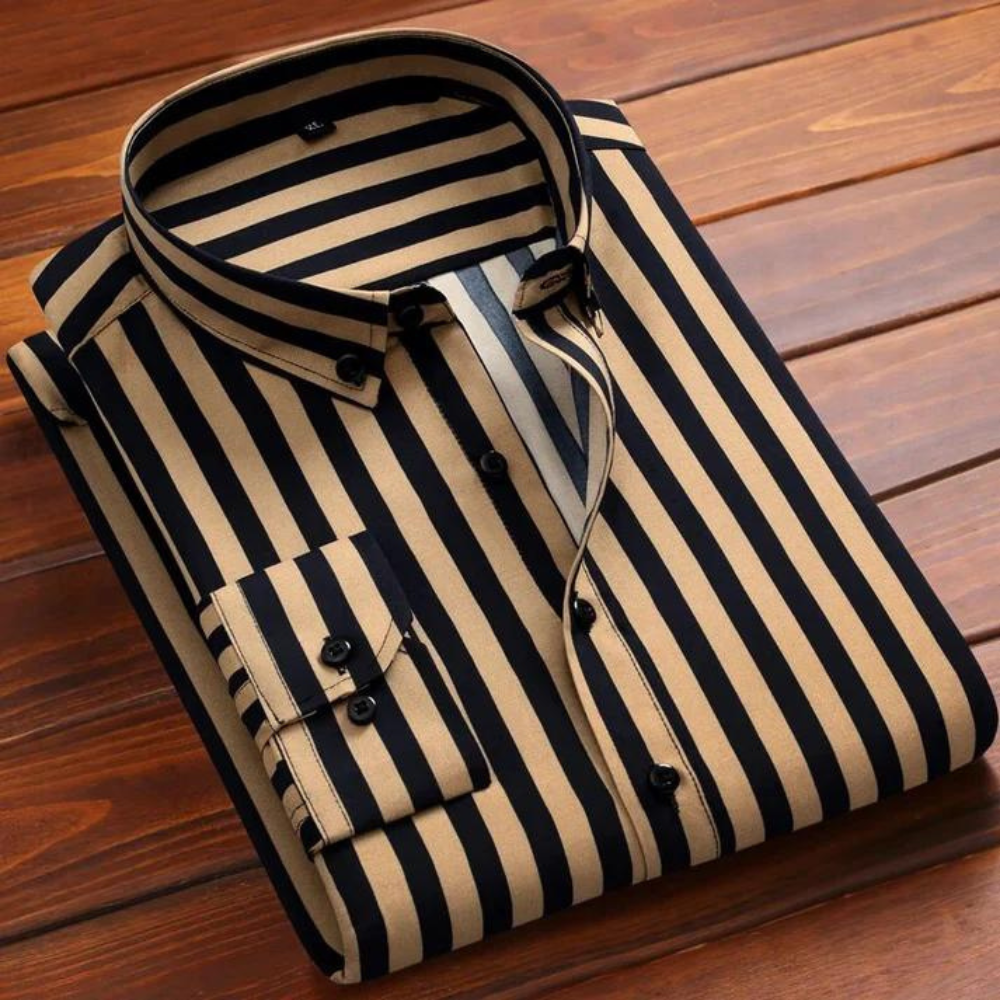 Slim fit casual men's long sleeve striped shirt