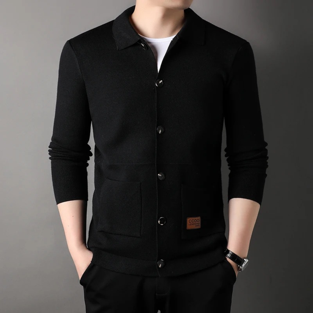 Men's slim fit knitted long sleeve cardigan