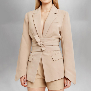 Women's Elegant Belted Blazer Jacket