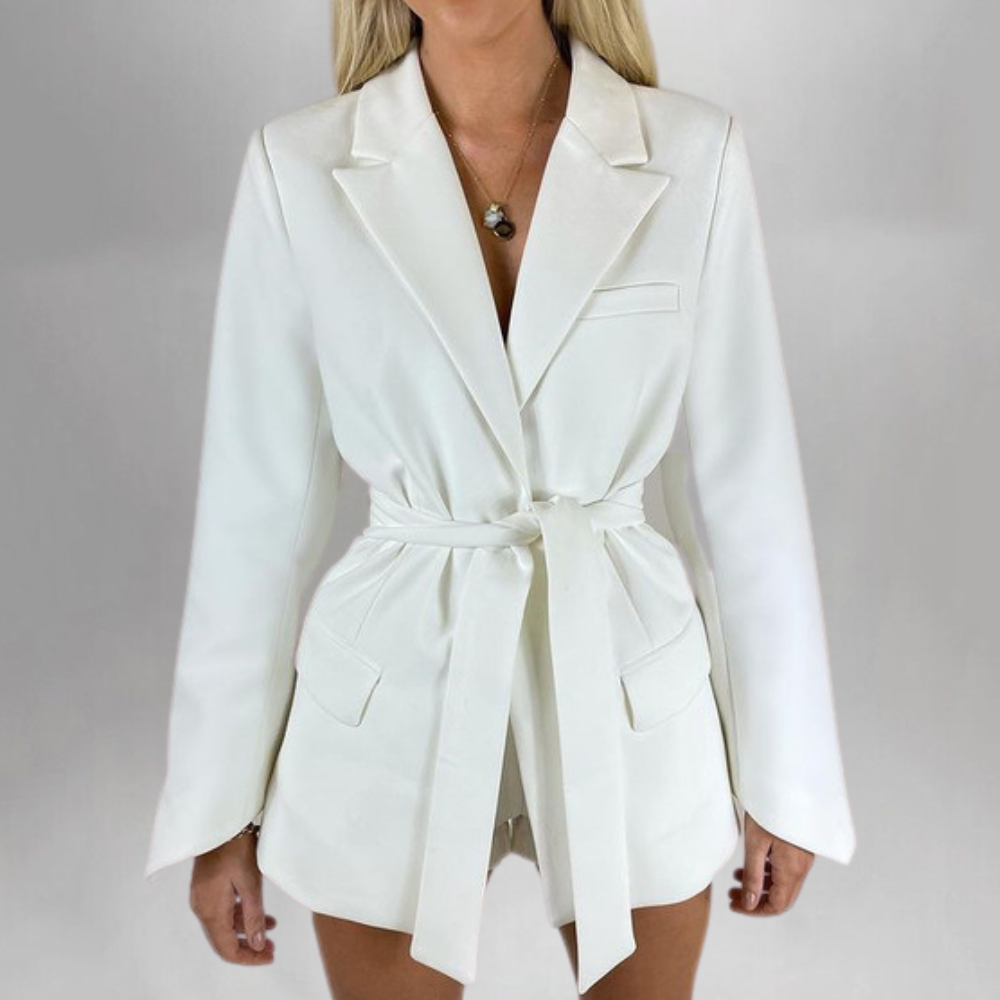 Women's Elegant Belted Blazer Jacket