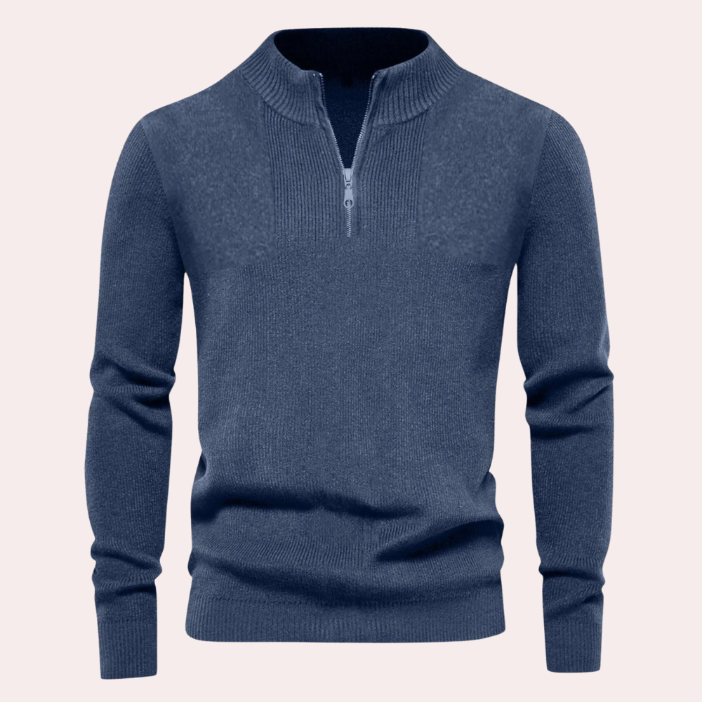 Men's slim fit knitted sweater with stand collar