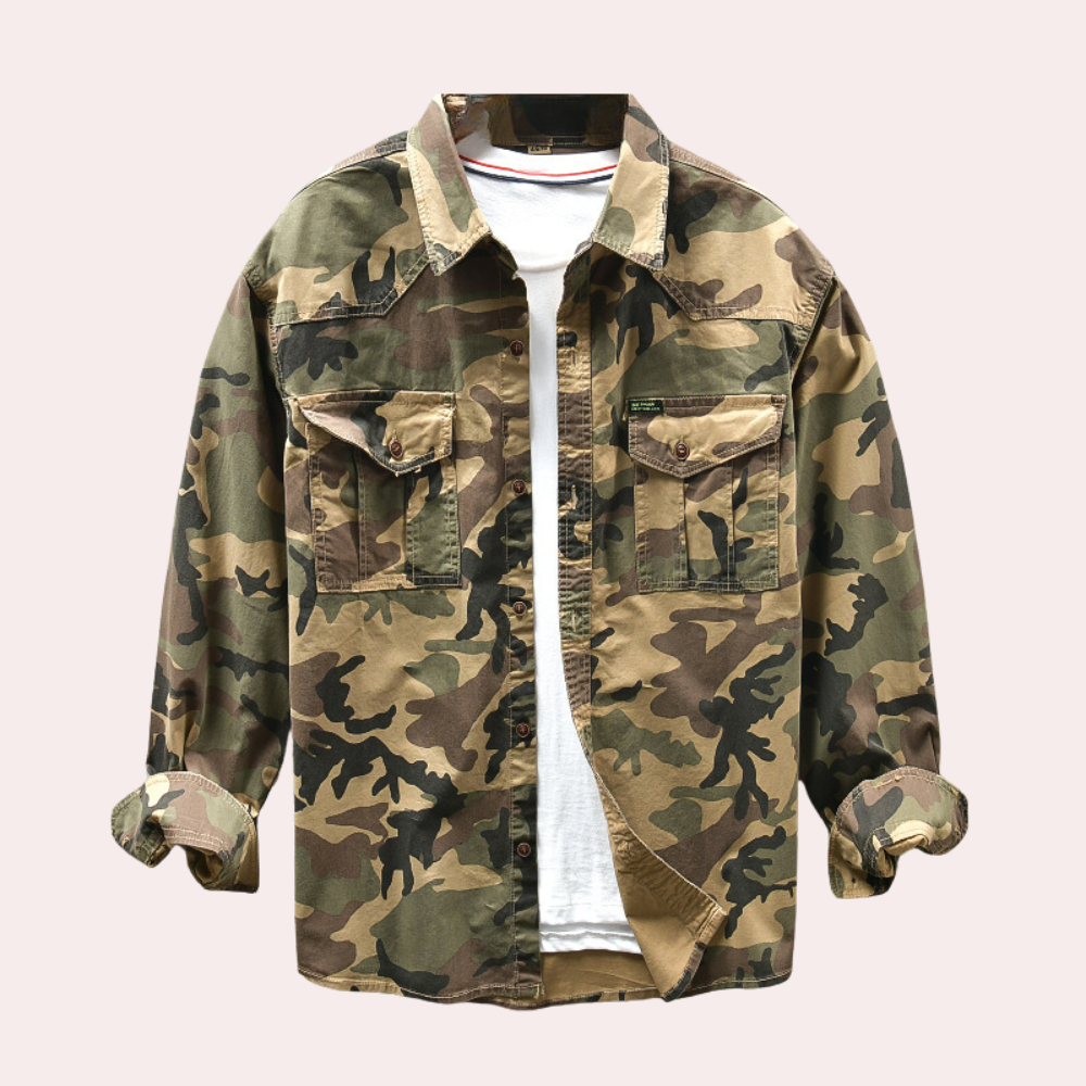 Men's long-sleeved military street fashion camouflage shirt