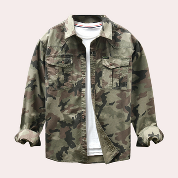 Men's long-sleeved military street fashion camouflage shirt