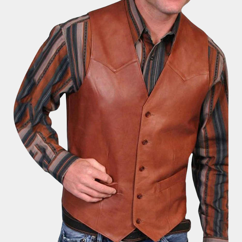 Men's retro punk faux fur slim fit vest