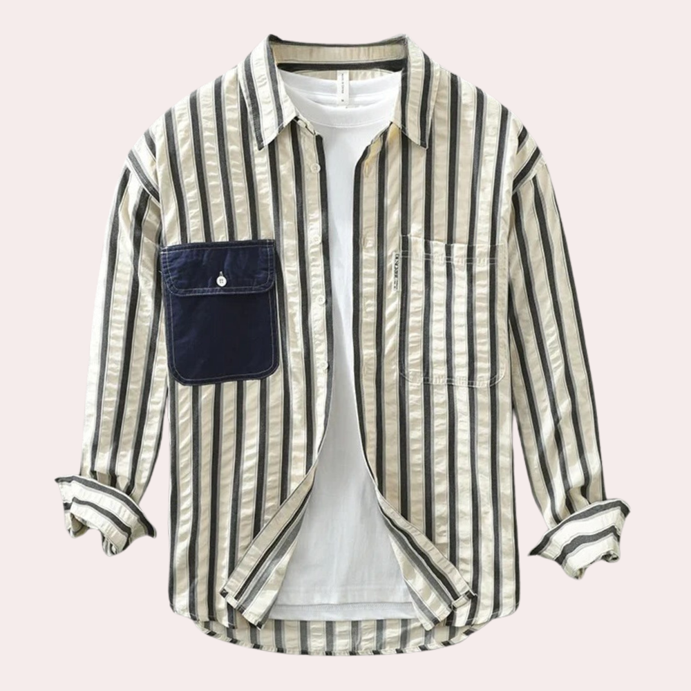 Casual striped long-sleeved shirt for men