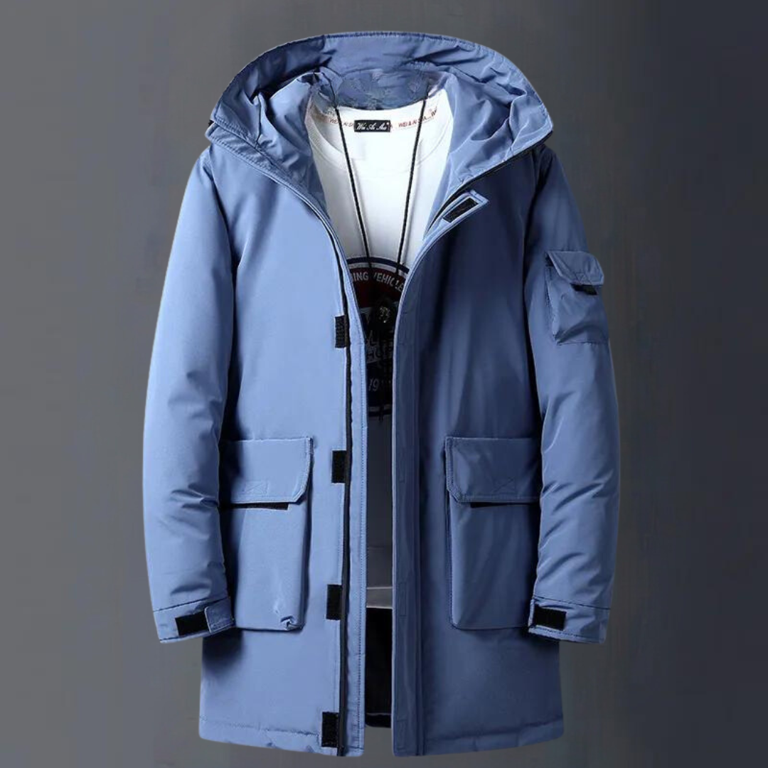 Trendy mid-length hooded jacket for men