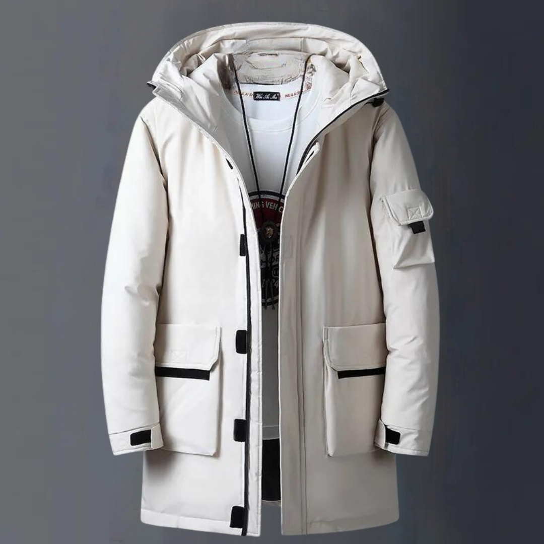 Trendy mid-length hooded jacket for men