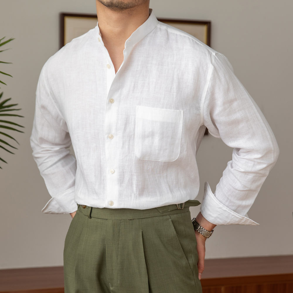 Men's casual linen button down shirt