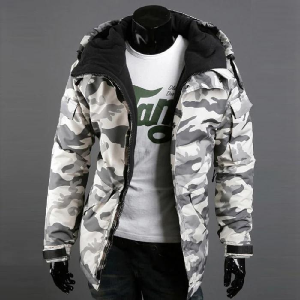 Men's casual hooded camouflage floral pattern jacket