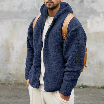 Men's hooded double-faced fleece sports jacket