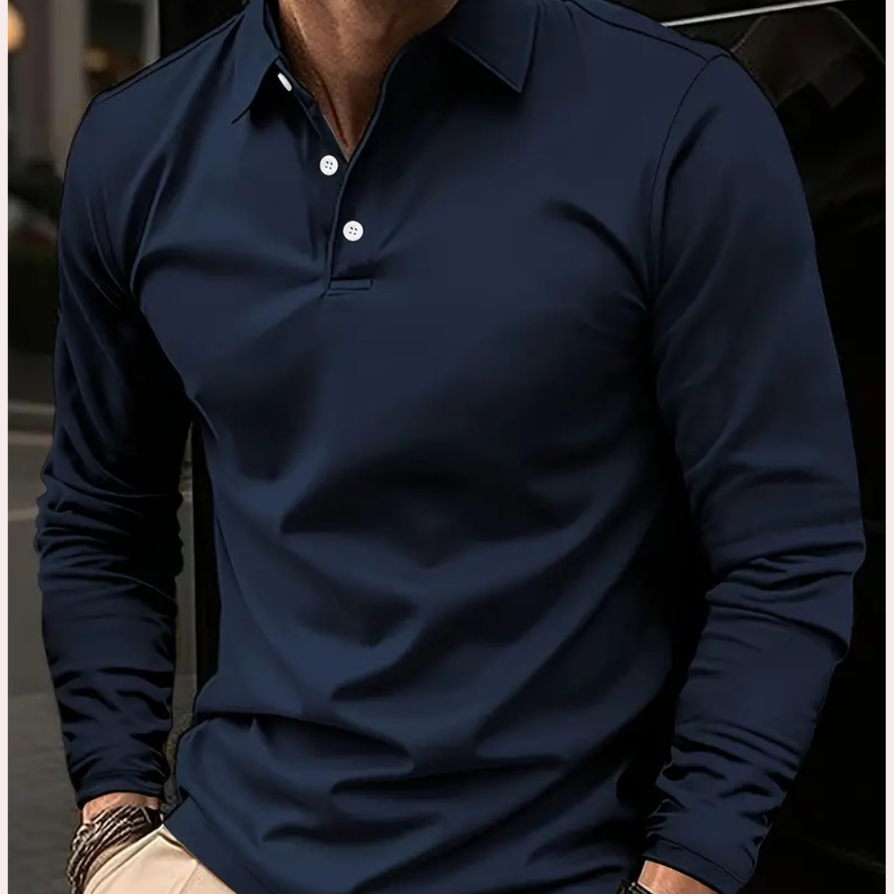 Casual long sleeve polo shirt for men