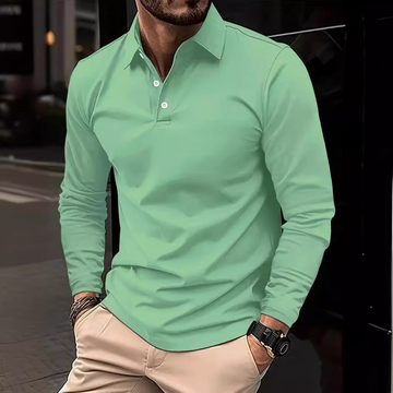 Casual long sleeve polo shirt for men