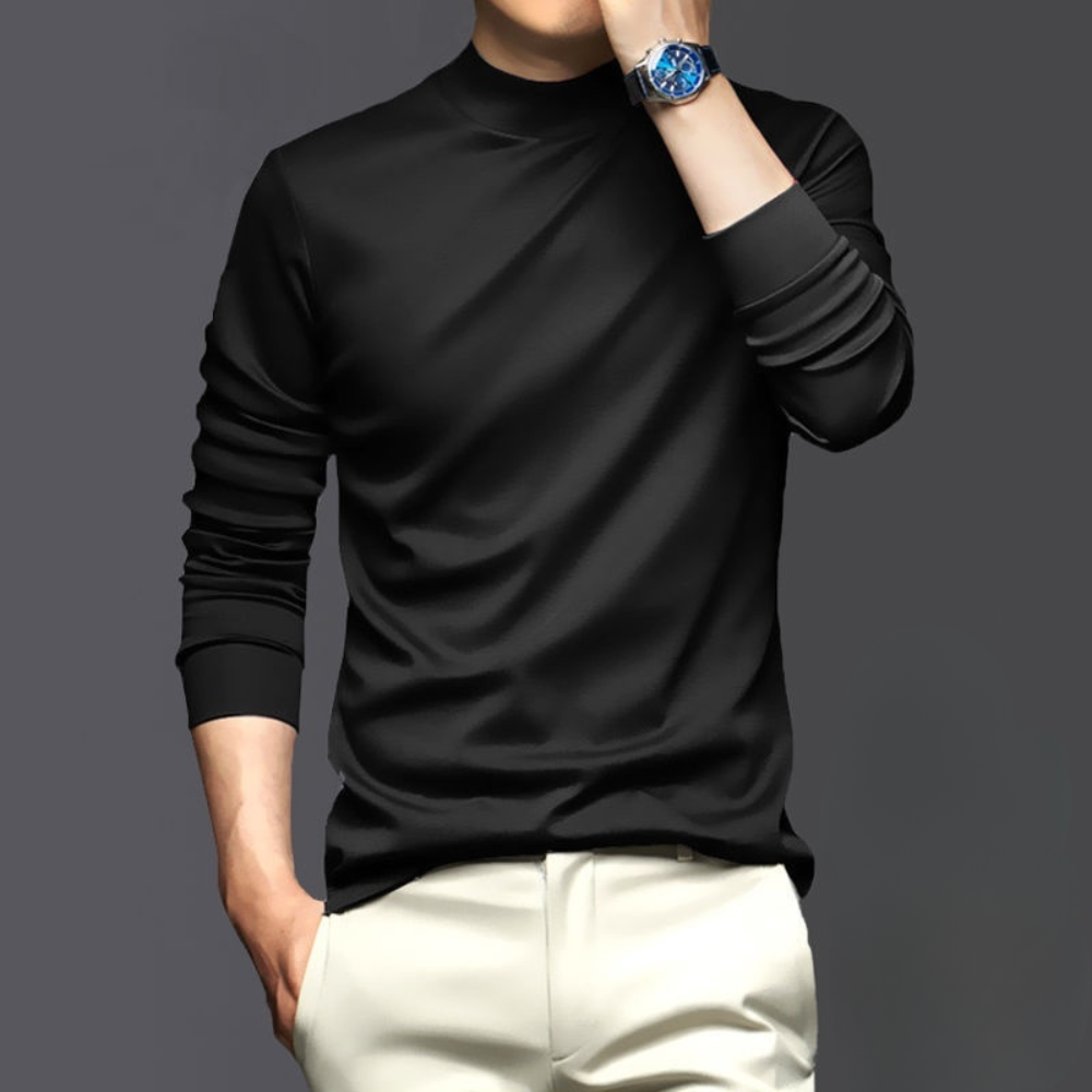 Men's slim fit half-high collar long-sleeved t-shirt