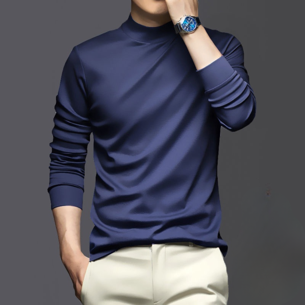 Men's slim fit half-high collar long-sleeved t-shirt