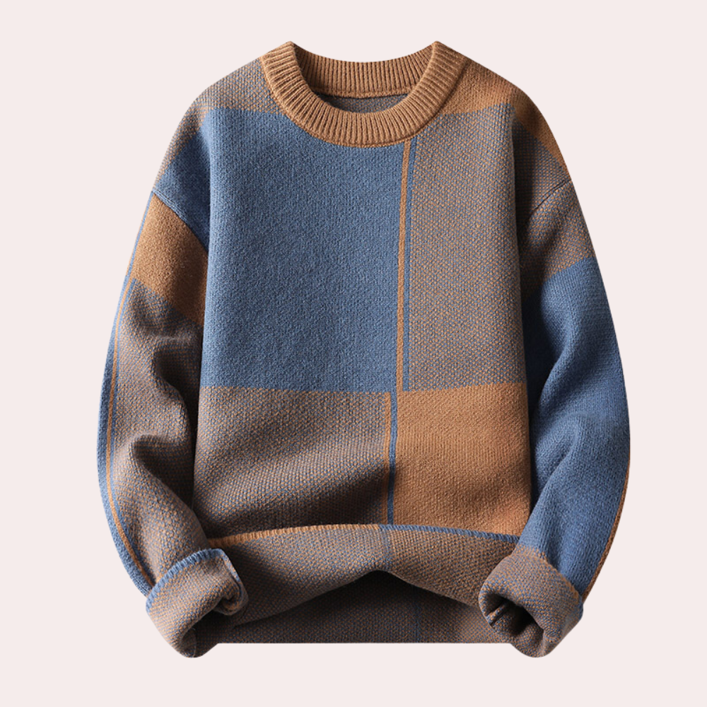 Men's geometric trendy thick knitted sweater