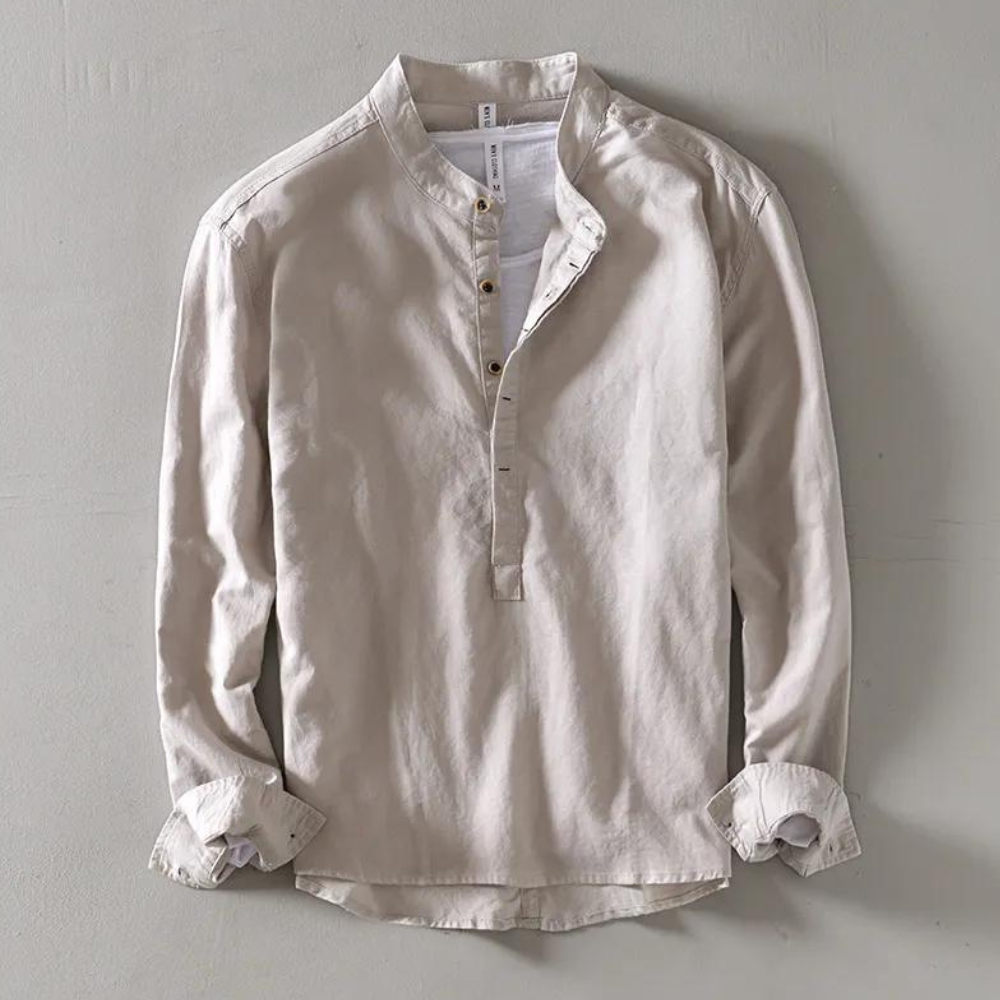 Men's retro linen long sleeve shirt