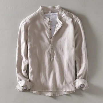 Men's retro linen long sleeve shirt