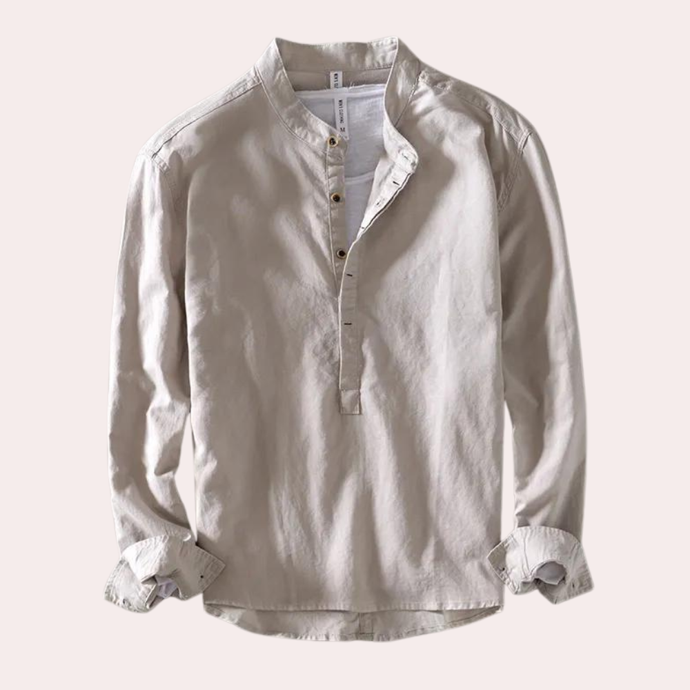 Men's retro linen long sleeve shirt