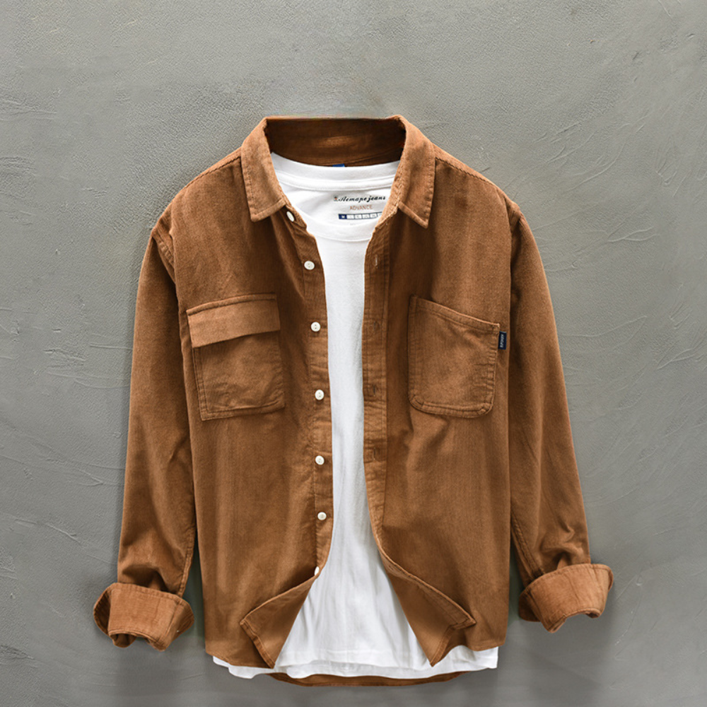 Men's retro long-sleeved corduroy shirt jacket