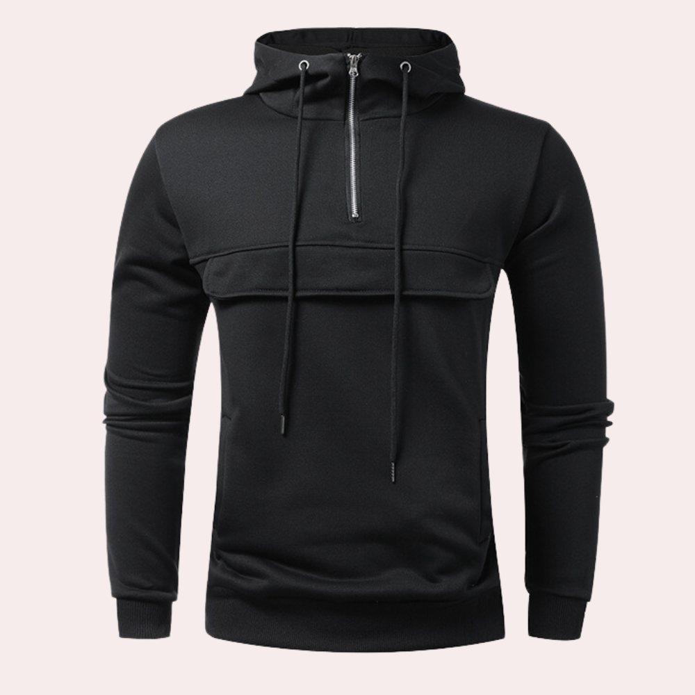 Men's basic mass zipper hooded sweatshirt with pockets