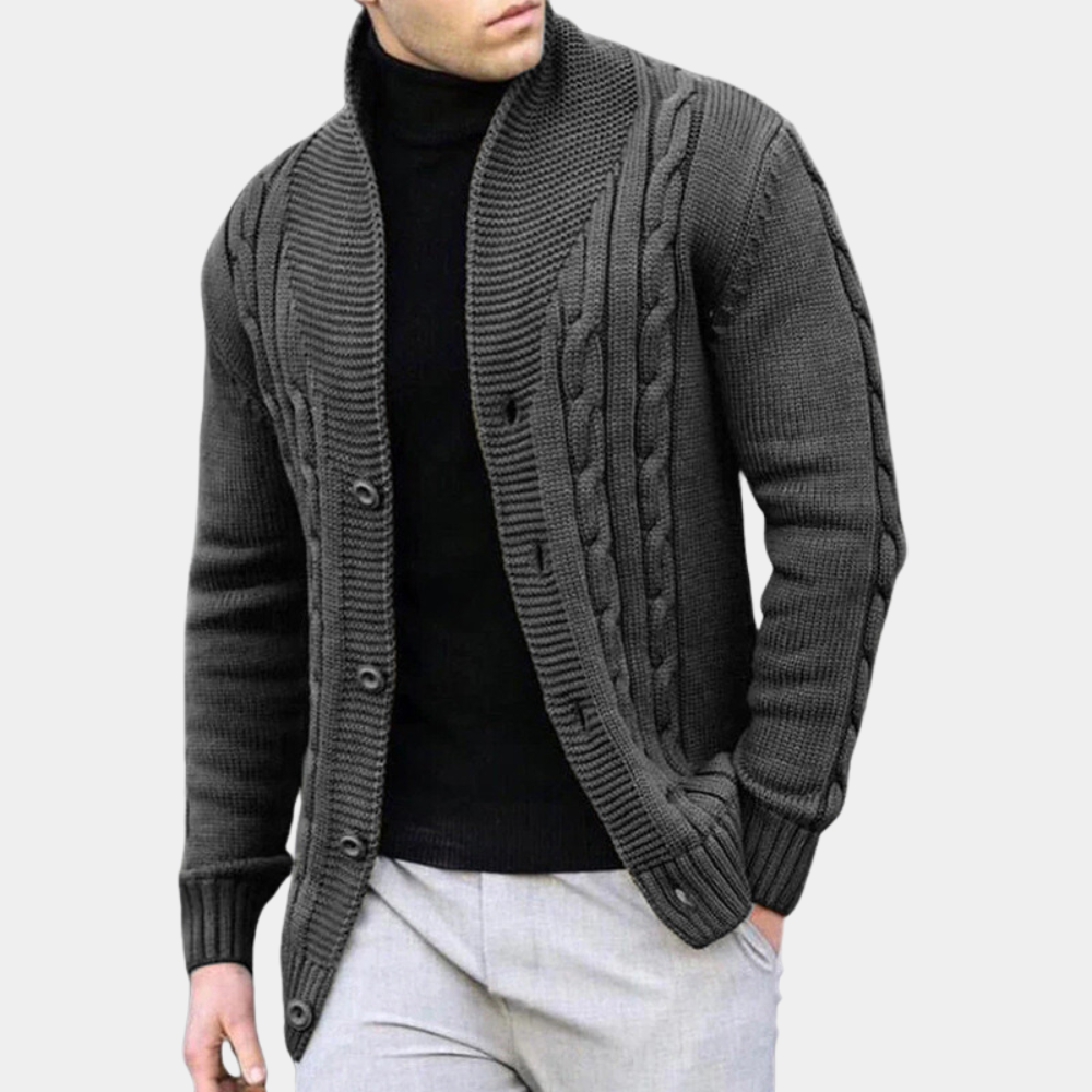 Casual english style knitted cardigan sweater for men