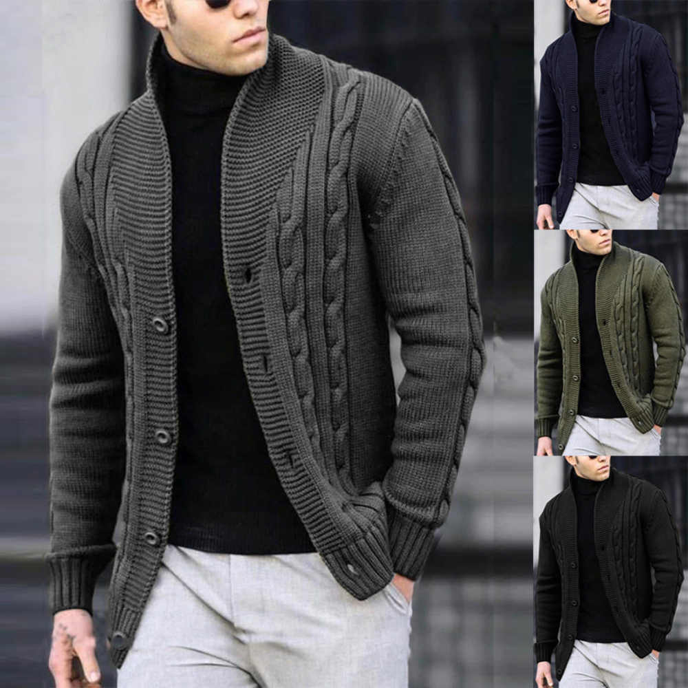 Casual english style knitted cardigan sweater for men