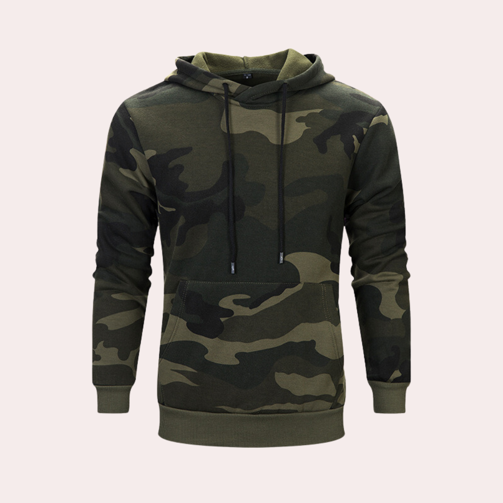 Men’s casual camouflage sweatshirt hoodie with zipper placket