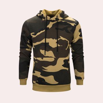 Men’s casual camouflage sweatshirt hoodie with zipper placket