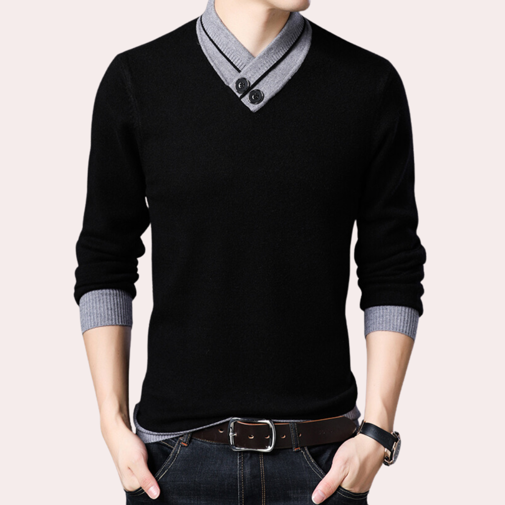 Men's warm slim fit v-neck sweater