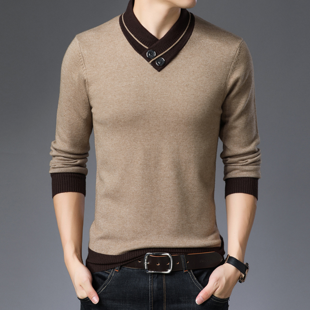 Men's warm slim fit v-neck sweater