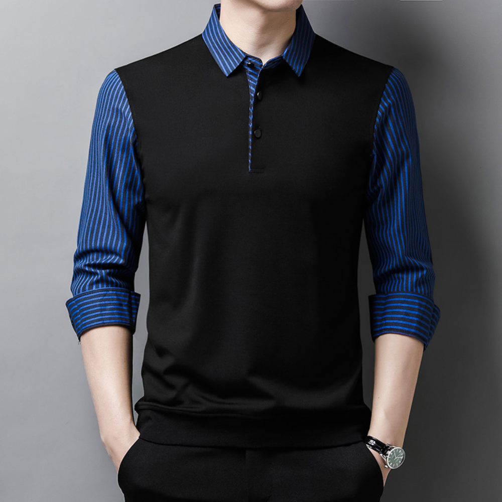 Men's slim fit business casual striped long-sleeved shirt