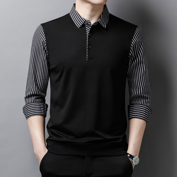 Men's slim fit business casual striped long-sleeved shirt