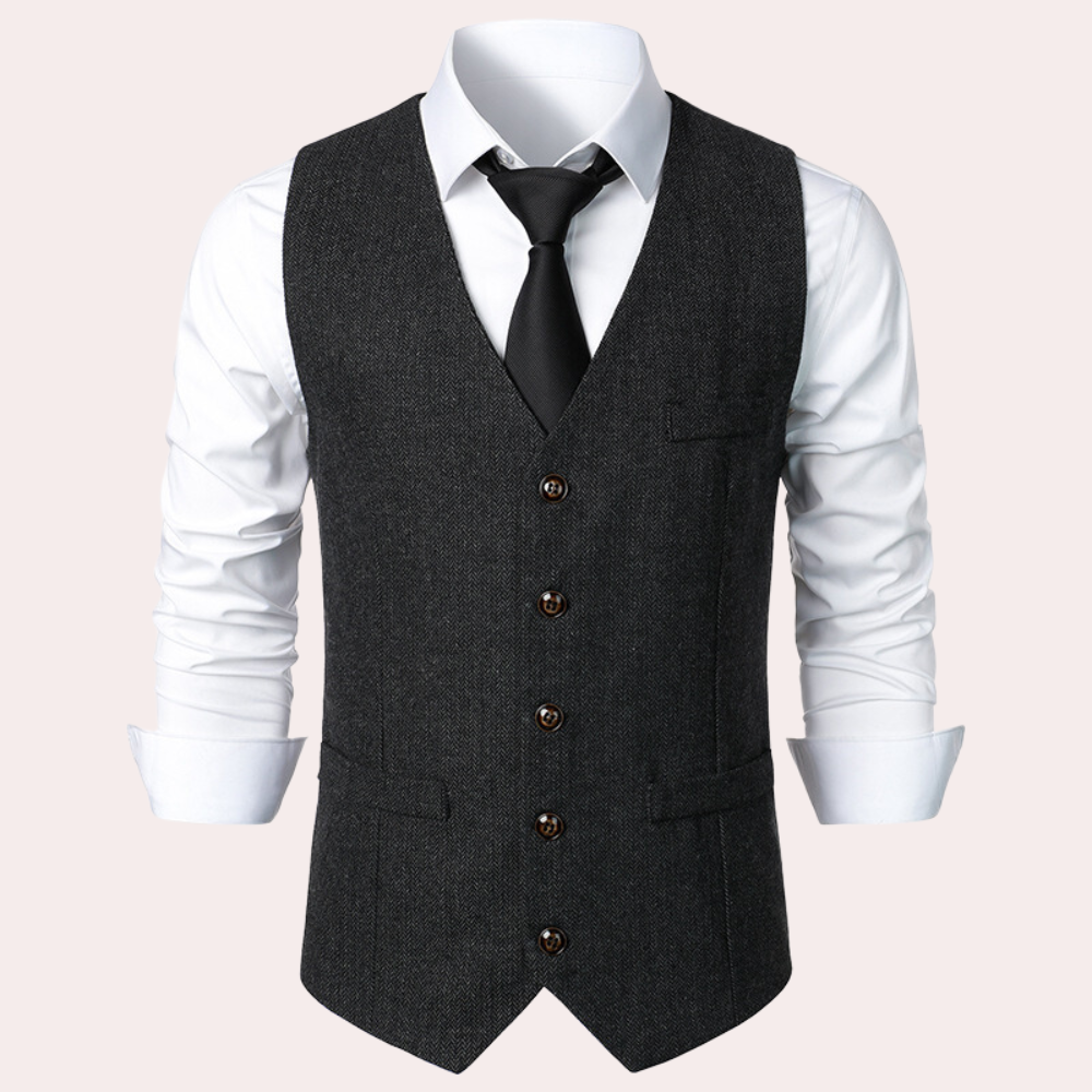 Men's retro v-neck single-breasted casual vest