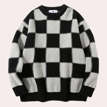 Korean checkerboard sweater for men