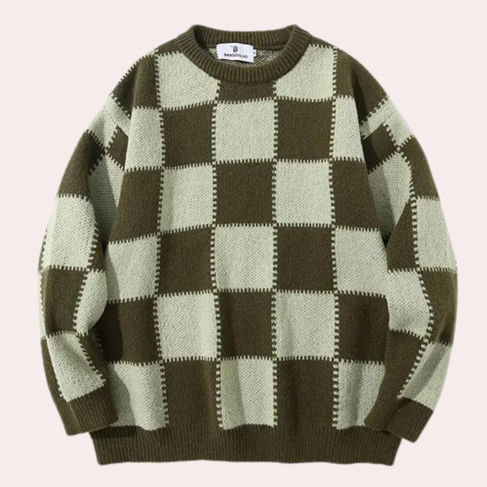 Korean checkerboard sweater for men