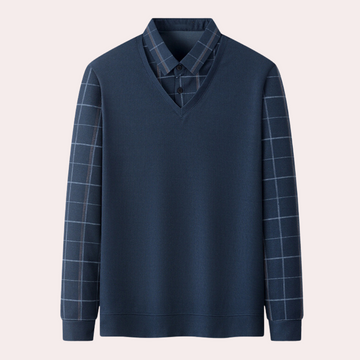 Checked long-sleeved t-shirt vest and sweater for men