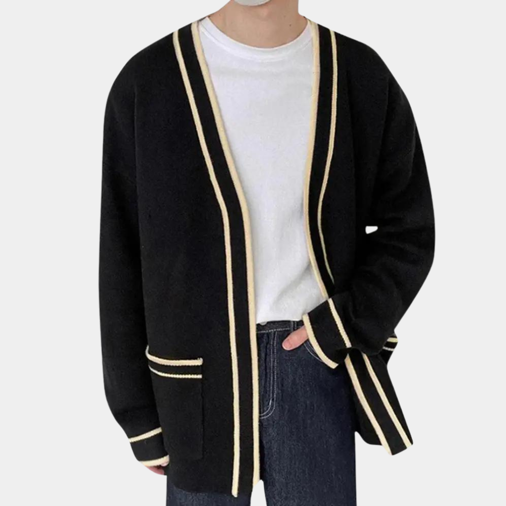 Casual loose fit cardigan sweater for men