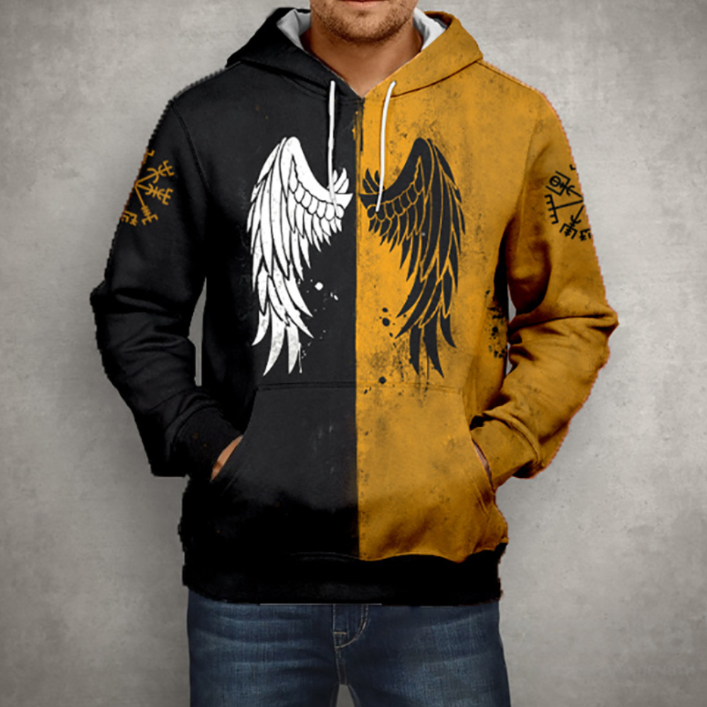 Men's casual double-stitched hoodie sweatshirt