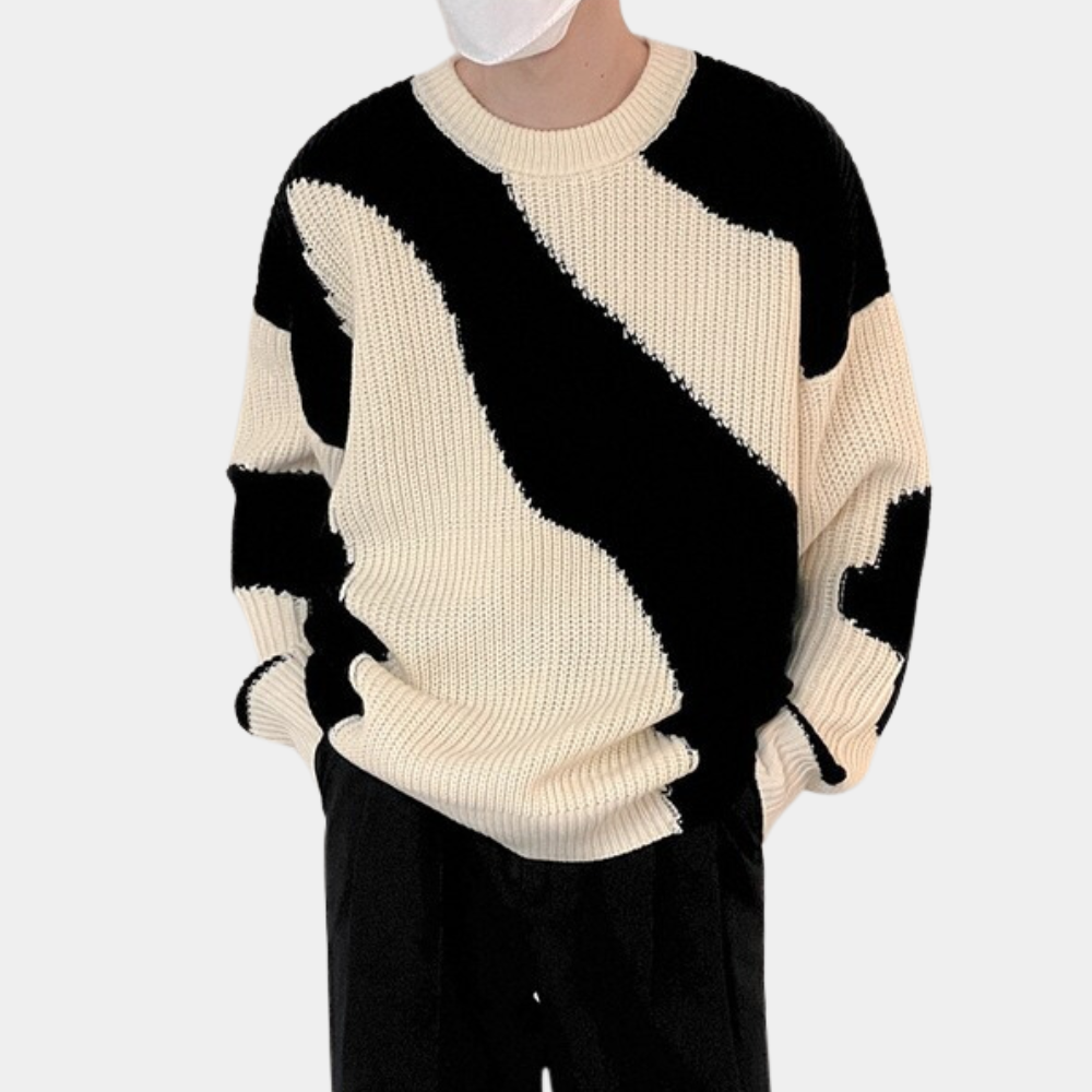 Men’s loose fit contrast color sweater