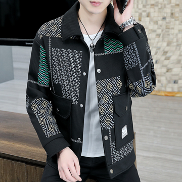 Men's patchwork print casual jacket