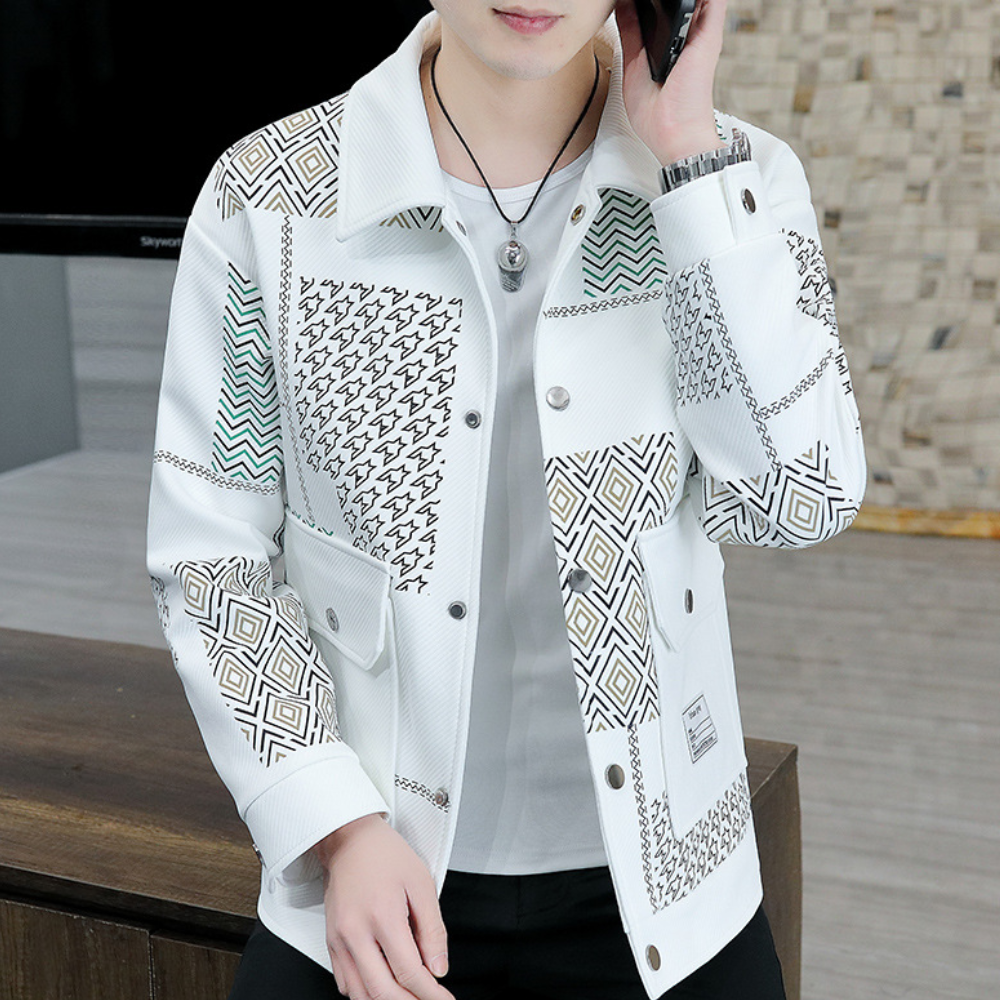 Men's patchwork print casual jacket