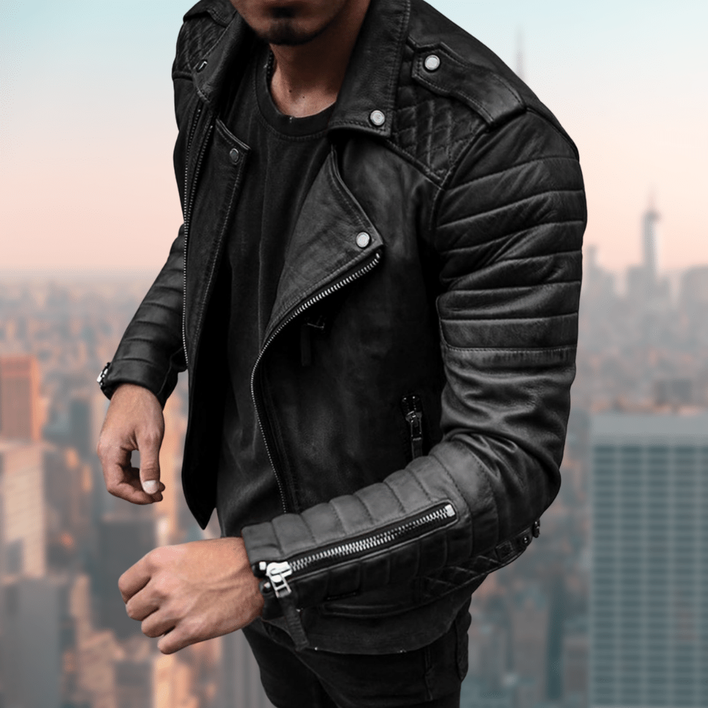 Men’s Leather Jacket - Slim Fit - Zip Closure - Classic Stylish Design