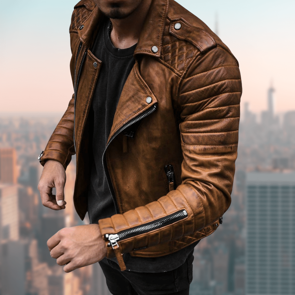 Men's fashionable city jacket slim fit with zipper placket