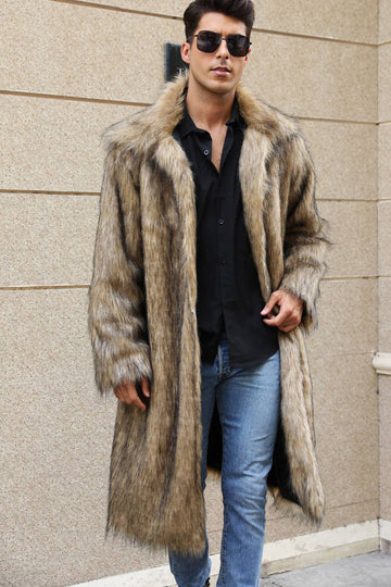 Men's fashionable faux fur long coat