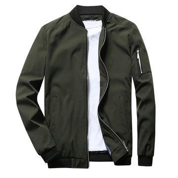 Men’s Bomber Jacket - Ribbed Collar & Cuffs - Zipper Closure - Lightweight Casual Wear