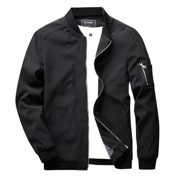 Casual jacket with zipper placket and pockets for men